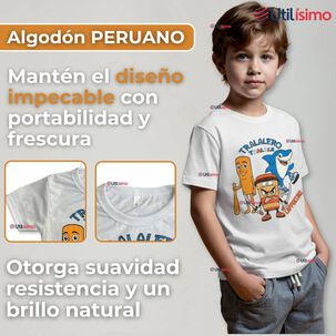 Polera Brainrots 100% Algodón Manga Corta Niño Tralalero Blanco