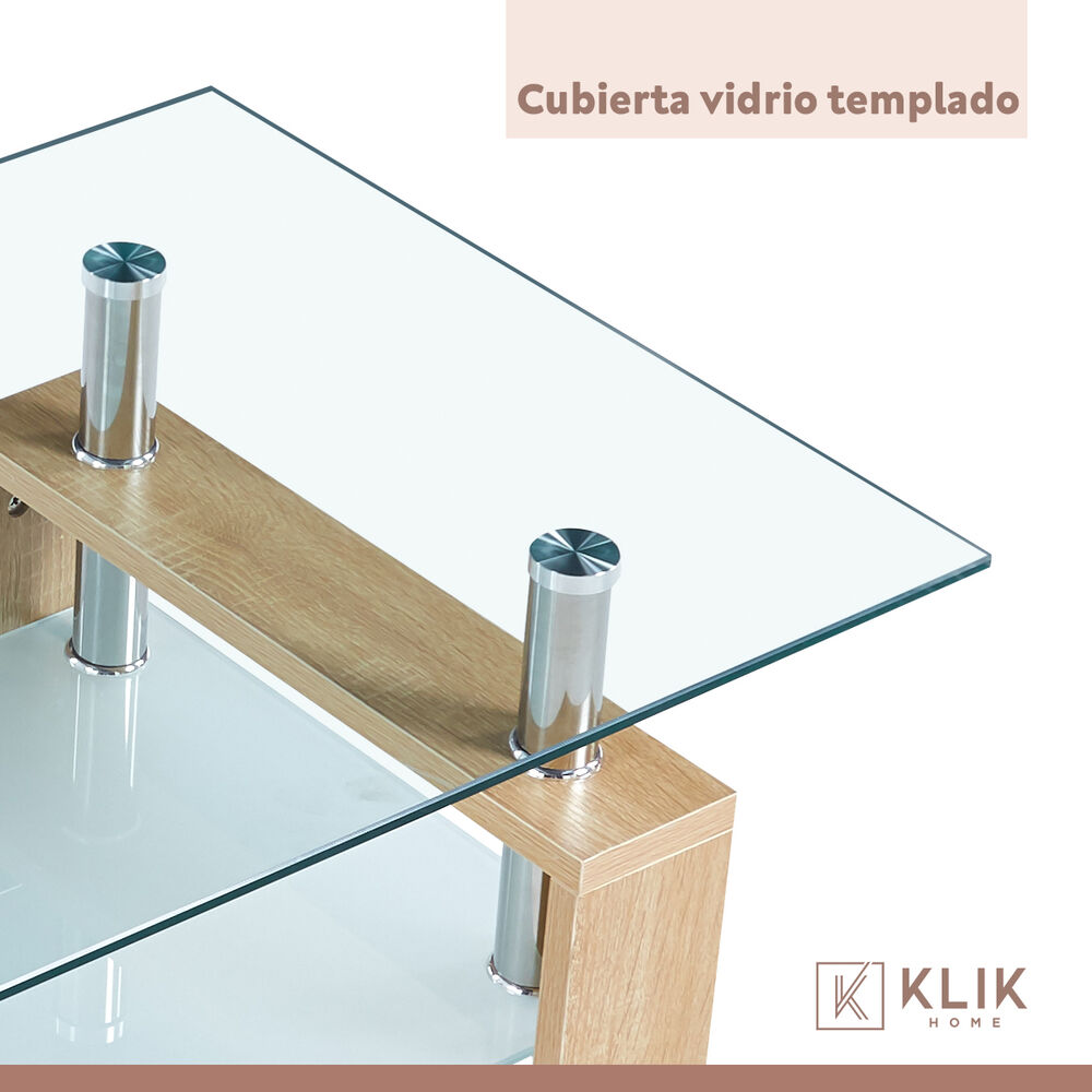 Mesa Lateral Moderna Madera Y Vidrio image number 4.0