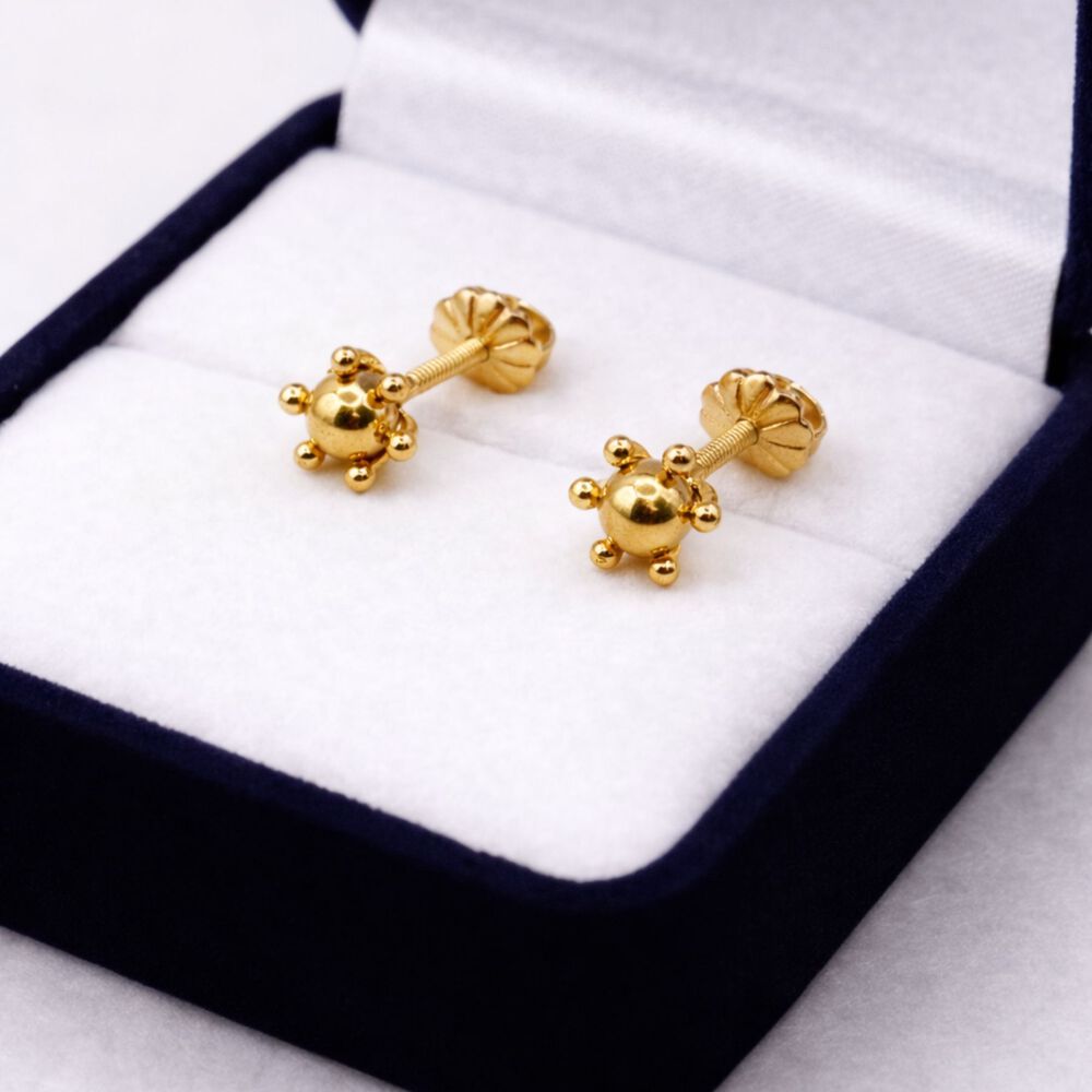 Aros Bolita Pistilo 4mm N1 Oro 18k Atornillados 0.90gr Mujer Ni&ntilde;a Hipoalerg&eacute;nicos image number 2.0