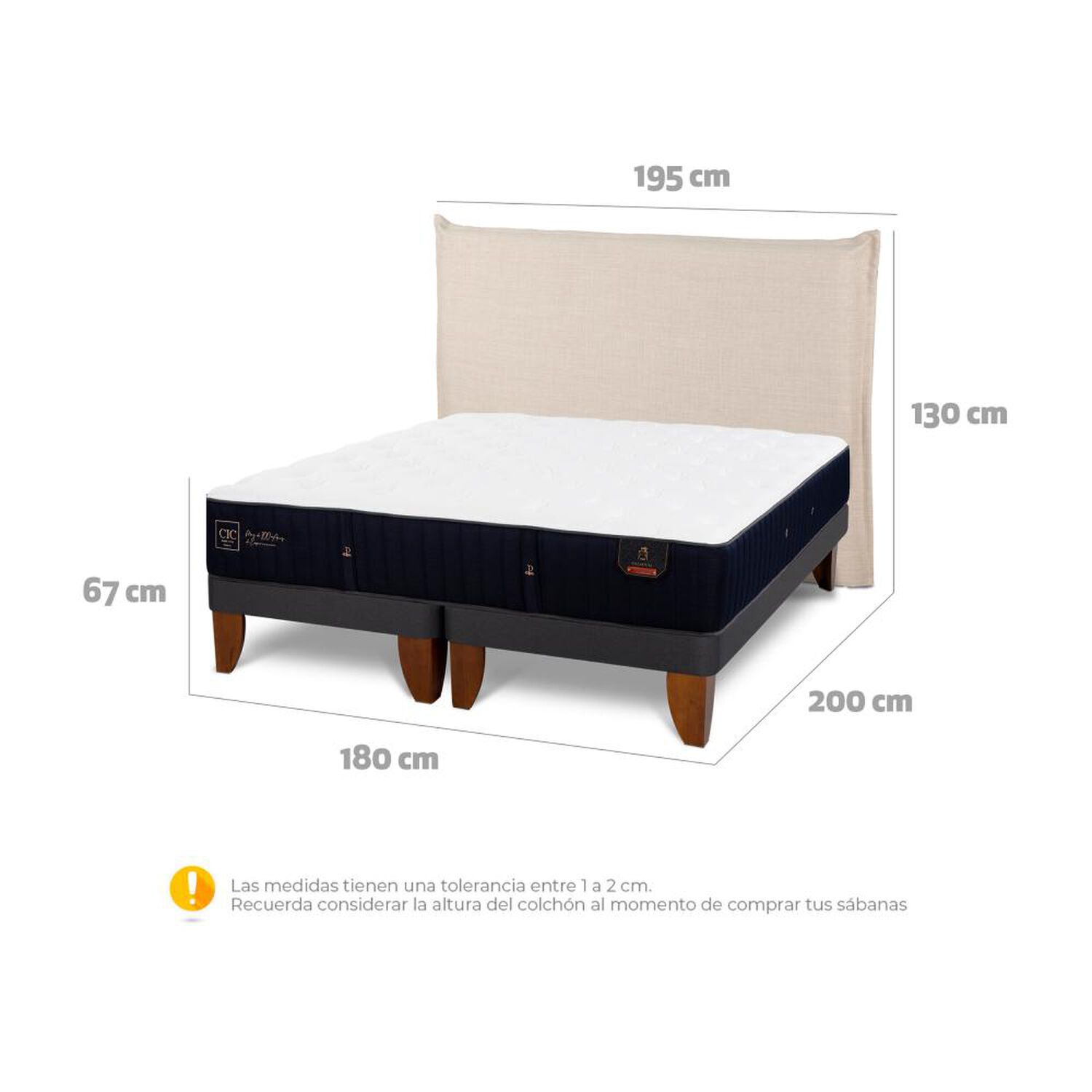 Cama Europea Cic Premium / King / Base Dividida + Respaldo image number 6.0
