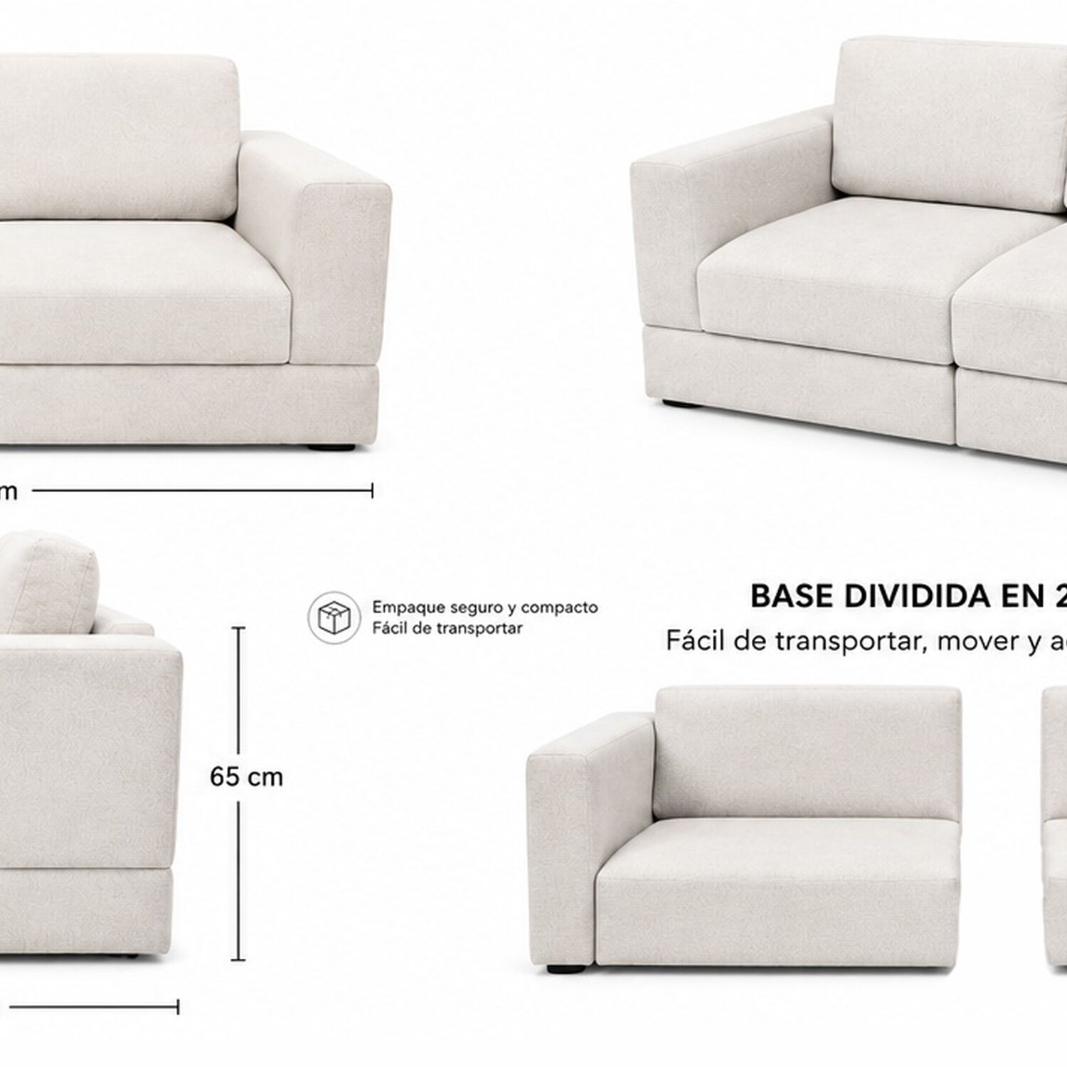 Sof&aacute; Modular 2 Cuerpos En Tela Comprimida 210x100x65cm image number 3.0