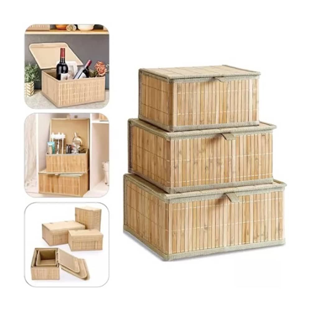 Set 3 Cajas De Bambu Organizadora Multifuncional image number 0.0