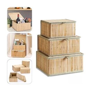 Set 3 Cajas De Bambu Organizadora Multifuncional
