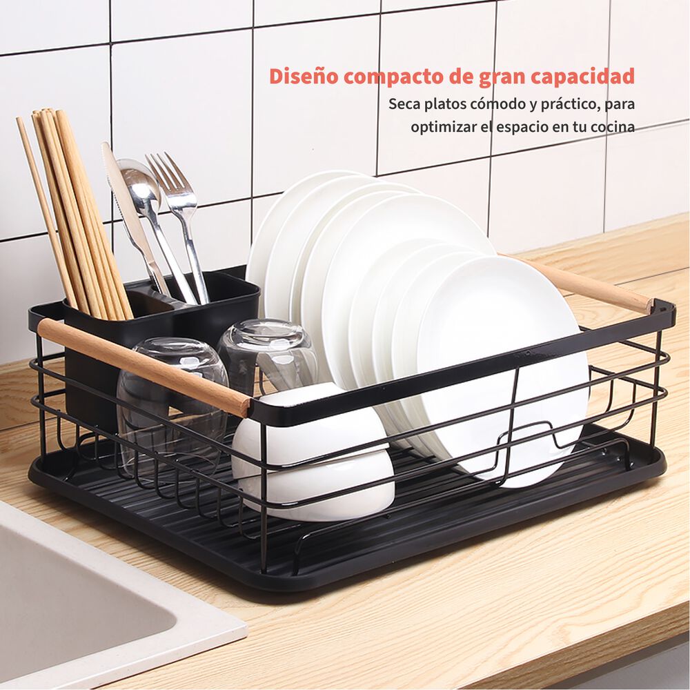 Secaplatos Escurridor 1 Nivel Acero Inox Negro Simplit image number 1.0