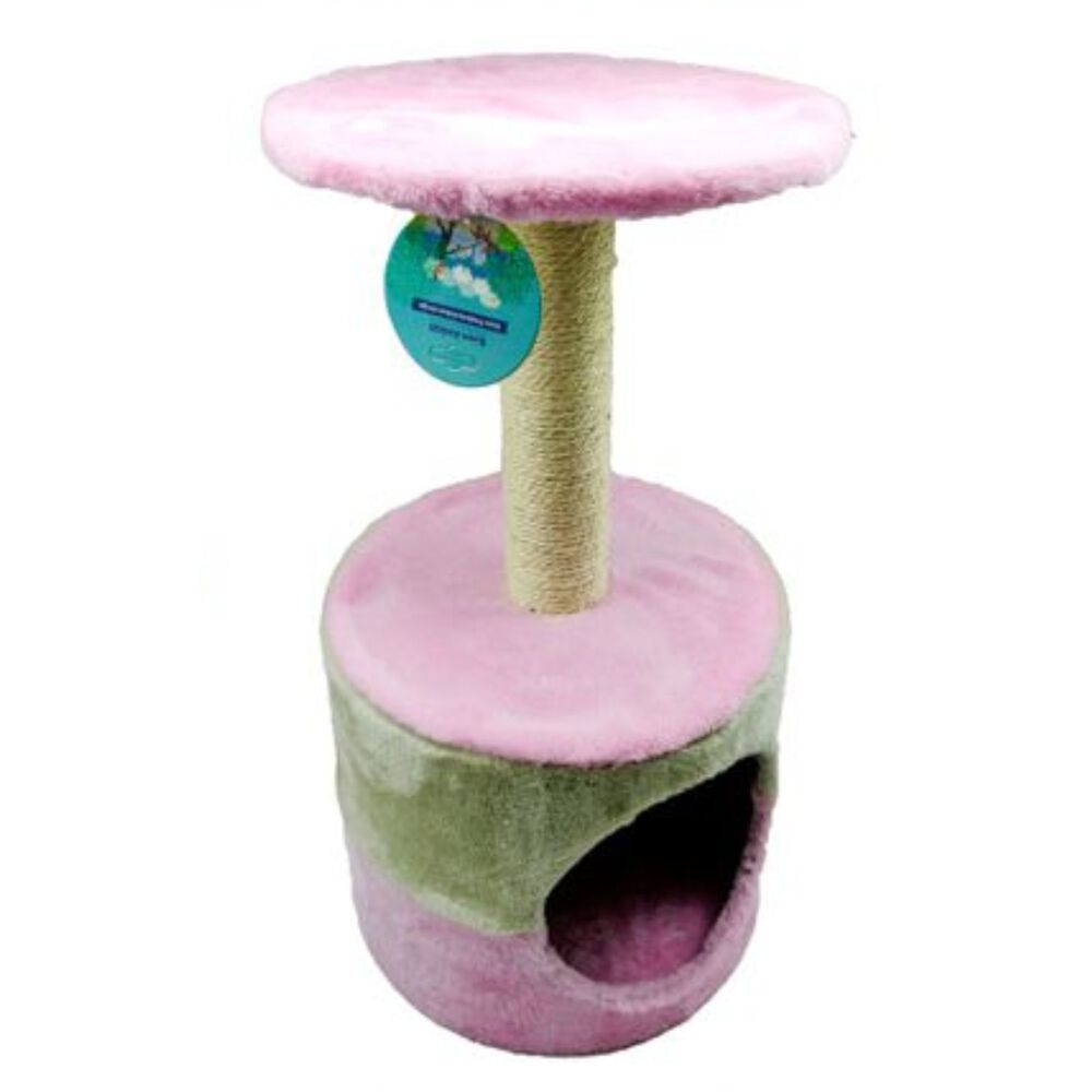Rascador Rosa Para Gatos Con Cueva Suave Plataforma Elevada image number 0.0