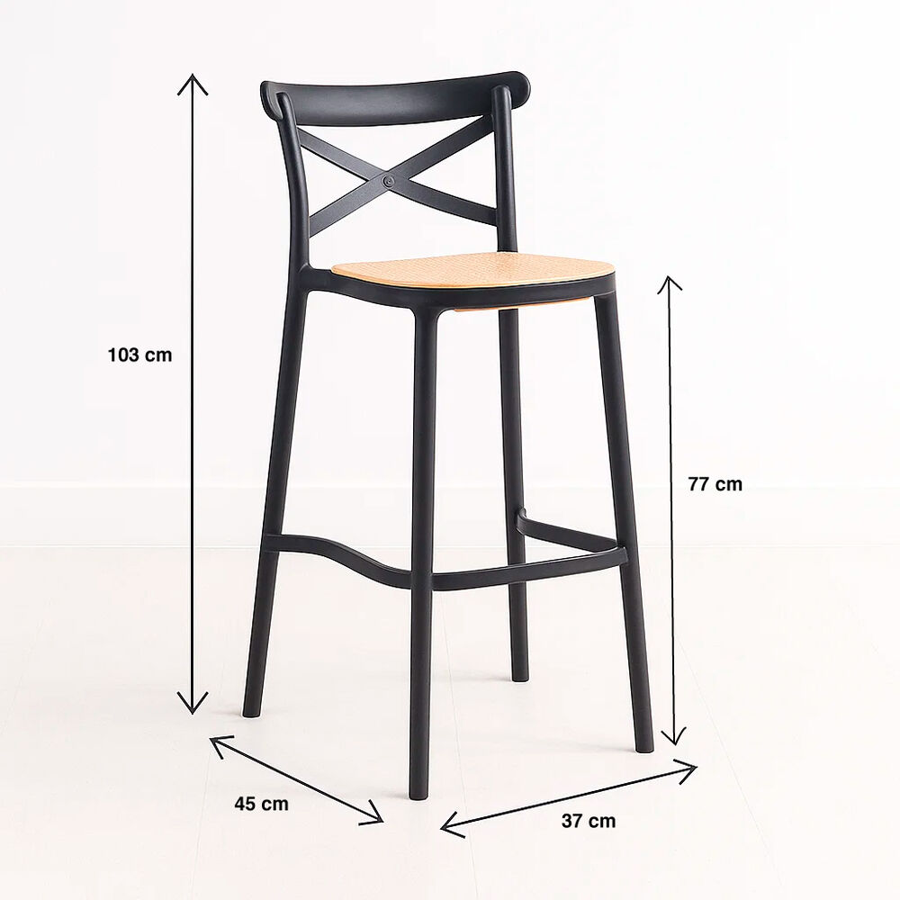 Taburete Crossback Danubio Piso De Bar O Terraza Exterior - Negro image number 3.0