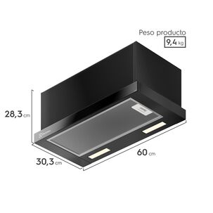 Campana Cocina Extractora Retr&aacute;ctil 60cm Luz Led De6ri Negra