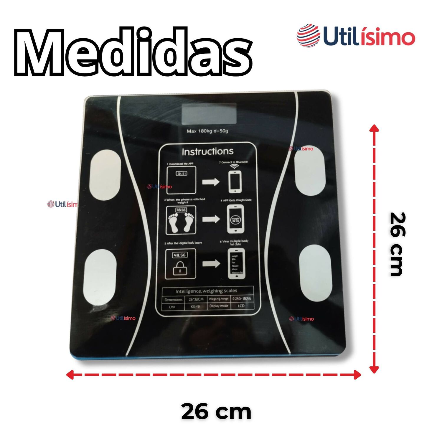 Balanza Pesa Digital Inteligente App Bluetooth B&aacute;scula Recargable image number 3.0