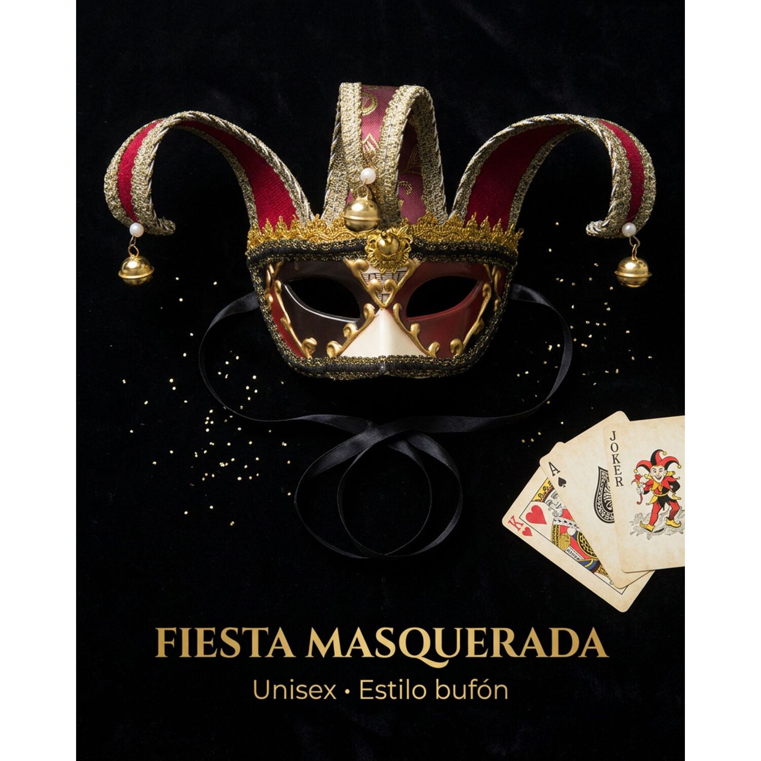 M&aacute;scara Buf&oacute;n Unisex Con Cascabeles Para Fiesta Veneciana image number 20.0