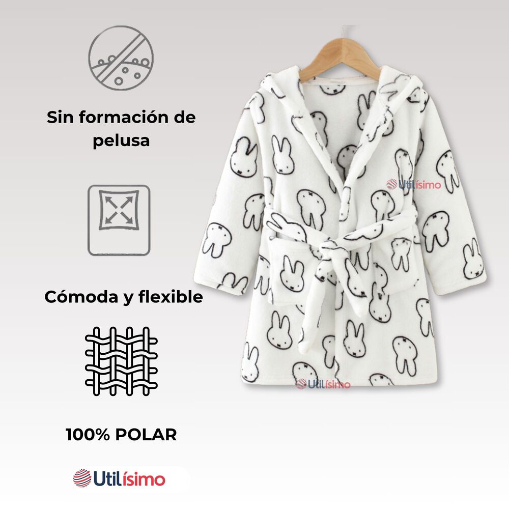 Batas De Ba&ntilde;o Con Capucha Y Bolsillos Ni&ntilde;o Y Ni&ntilde;a Conejito image number 3.0