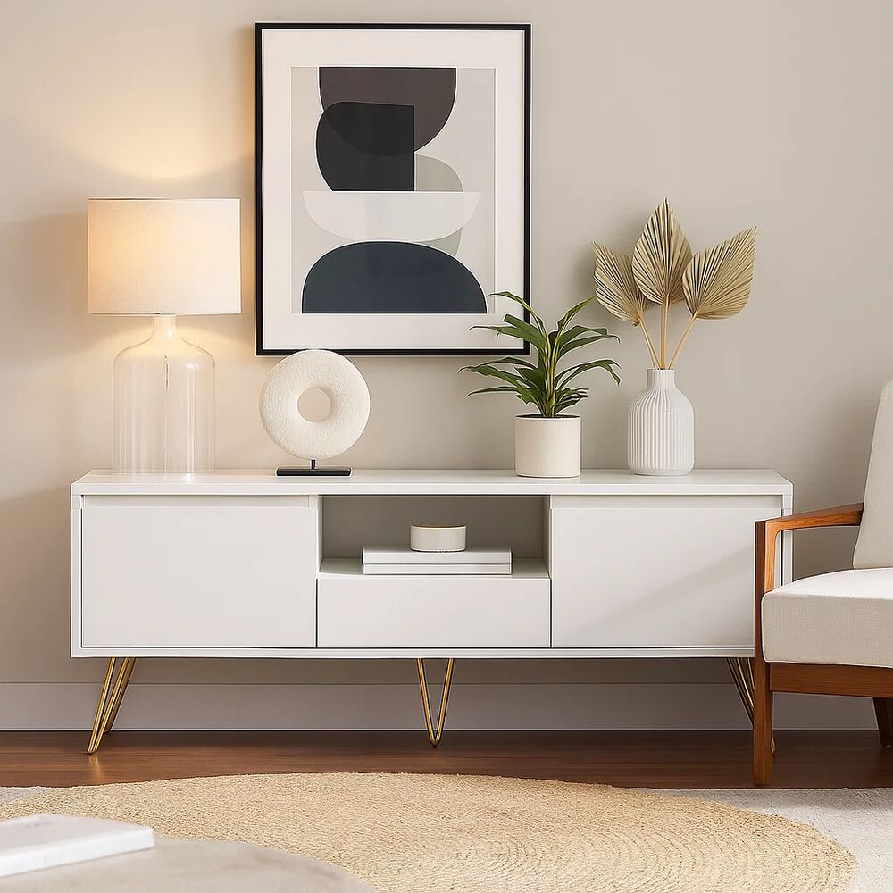 Rack De Tv O Buffet Con Cajones Simply White image number 2.0