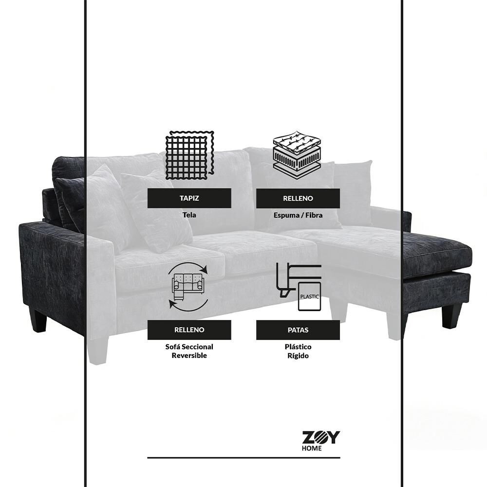 Sof&aacute; Seccional Zoy Home Bergen Chaise Longue Izquierdo / 3 Cuerpos image number 1.0