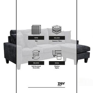 Sof&aacute; Seccional Zoy Home Bergen Chaise Longue Izquierdo / 3 Cuerpos