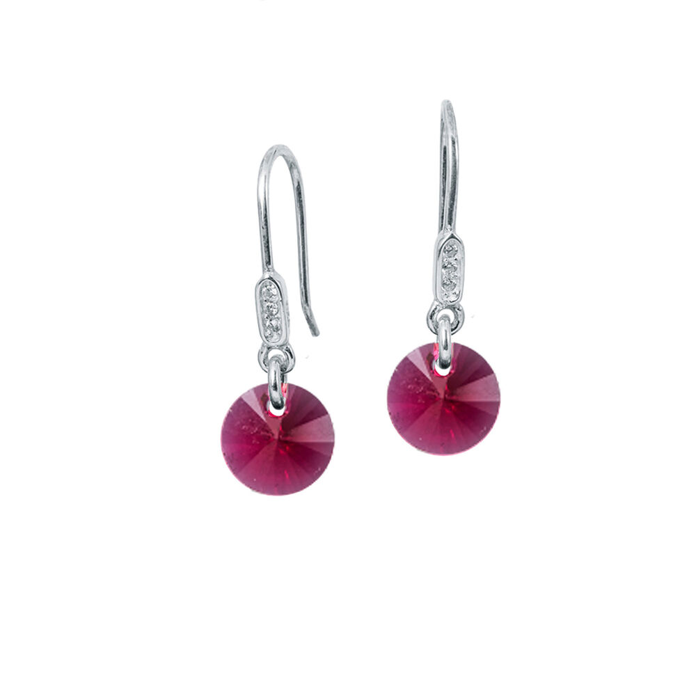 Aros Punto De Luz Circon Plata 925 Y Cristales Genuinos Scarlet image number 0.0