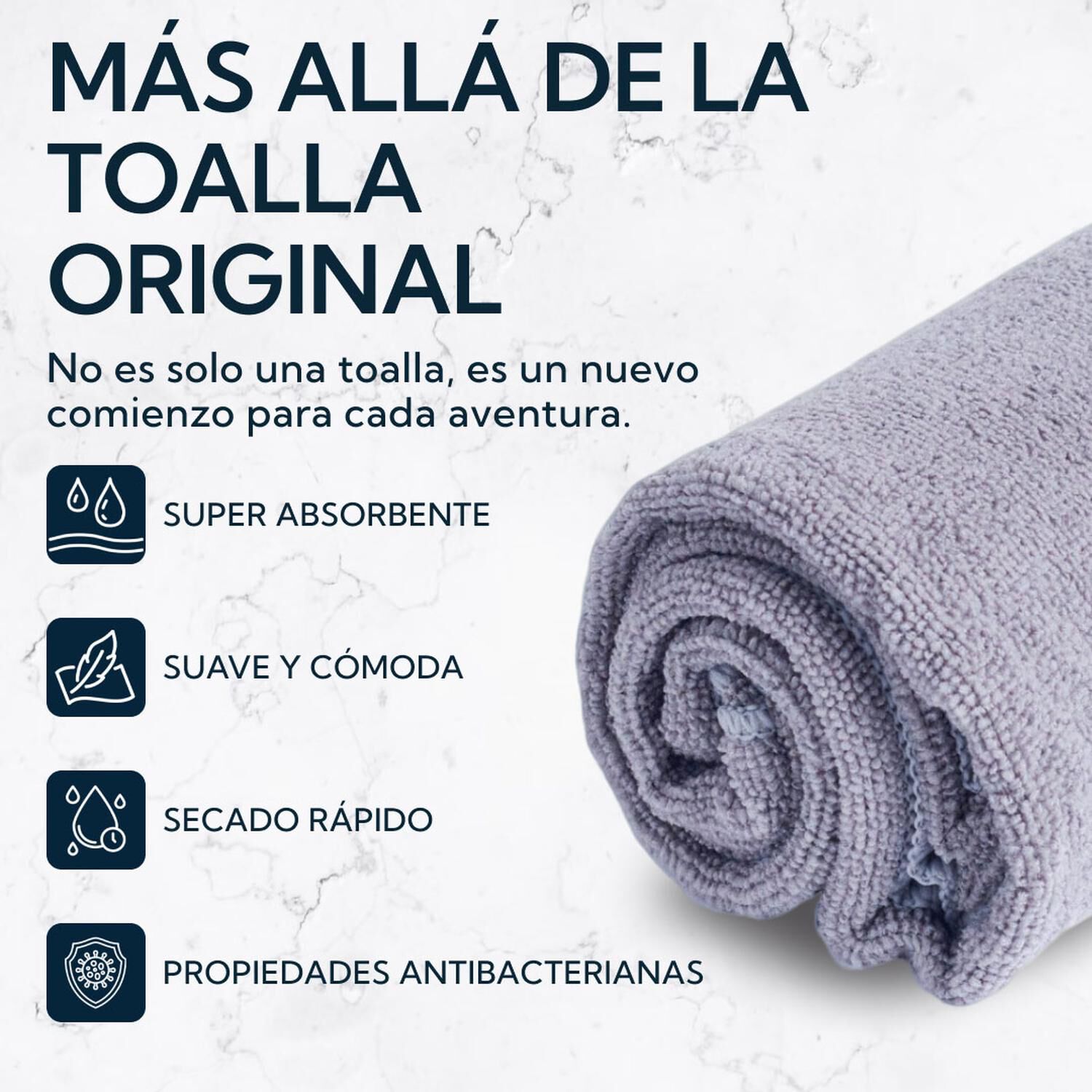 Pack 2 Toallas Microfibra Terry Gris image number 2.0