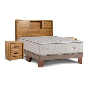 Cama Europea Celta Natural Bamboo / Super King / Base Dividida + Set De Maderas
