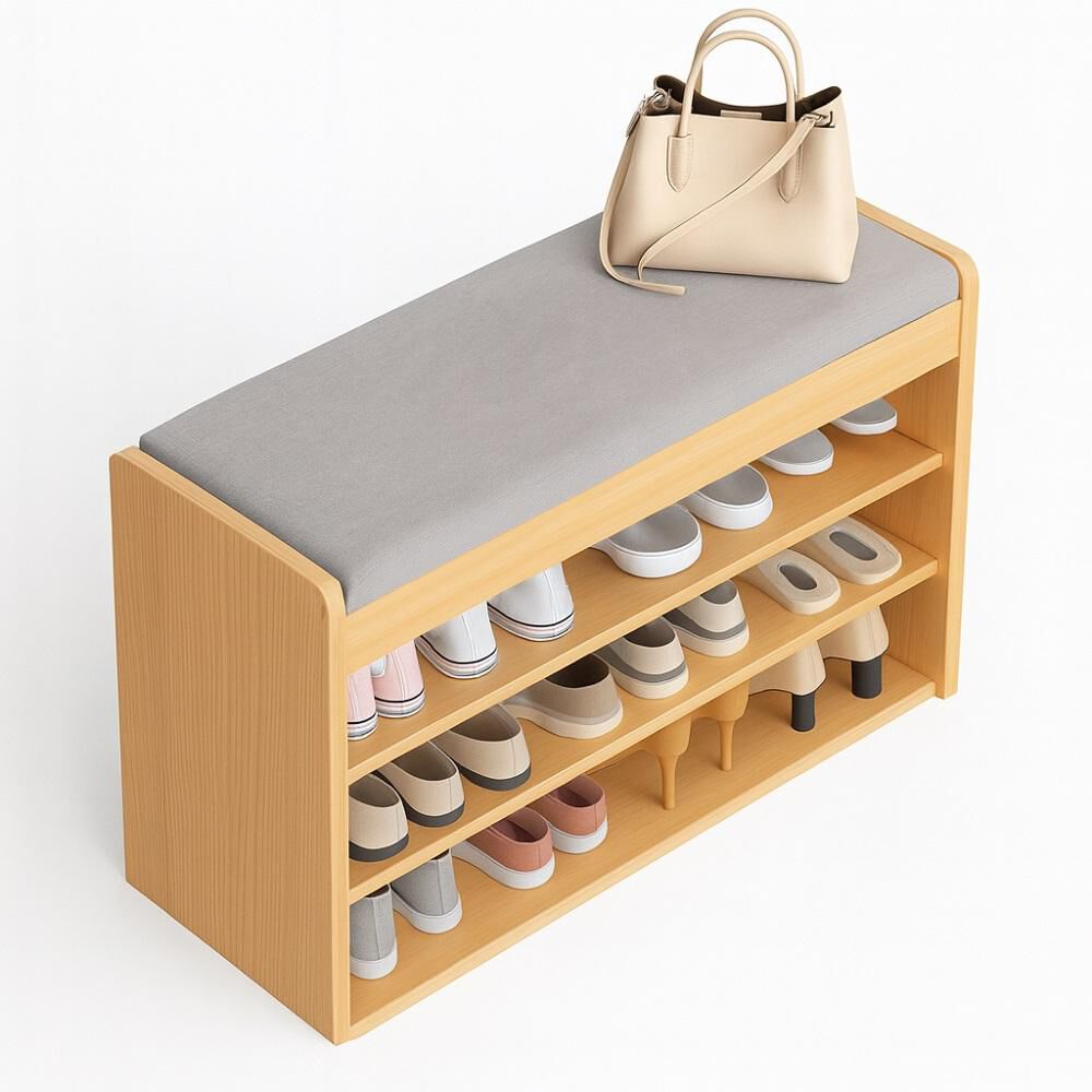 Banco Zapatero 3 Niveles Con Cojín Y Almacenamiento Oculto image number 0.0