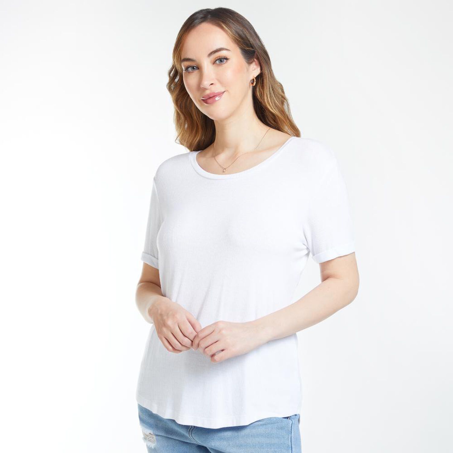 Polera Lisa Rib Manga Corta Cuello Redondo Mujer Geeps image number 2.0