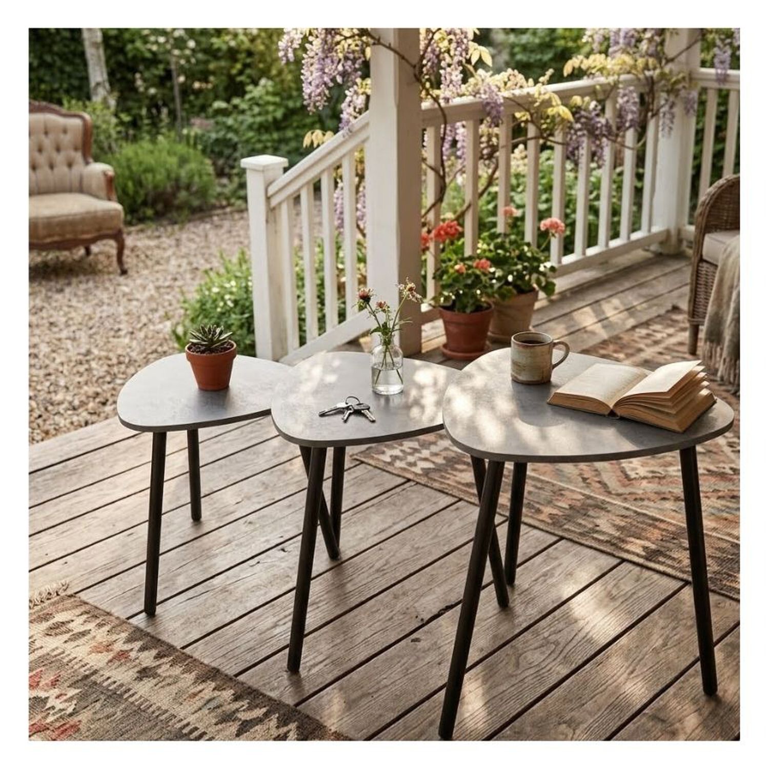 Set 3 Mesas Nido Centro Porcelanato Gris image number 1.0