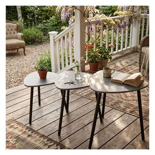 Set 3 Mesas Nido Centro Porcelanato Gris