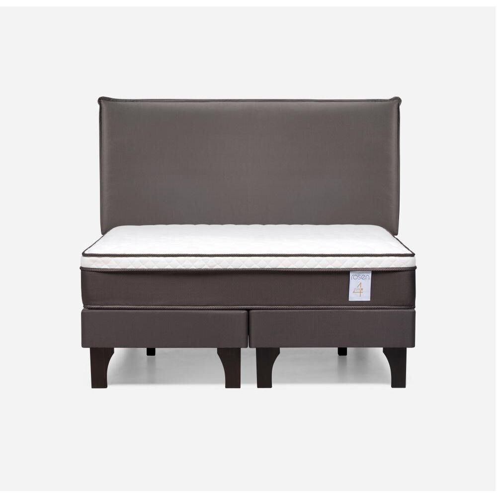 Cama Europea Rosen New Style 4 Plus / 2 Plazas / Base Dividida  + Respaldo Maurice Chocolate image number 0.0