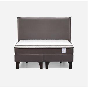 Cama Europea Rosen New Style 4 Plus / 2 Plazas / Base Dividida  + Respaldo Maurice Chocolate