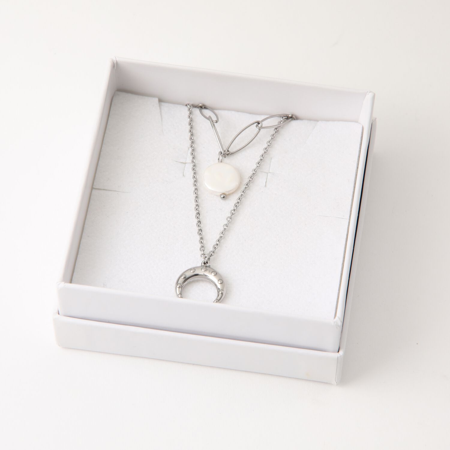 Collar Doble 19v69 Italia Plateado Mujer Stne207 image number 2.0