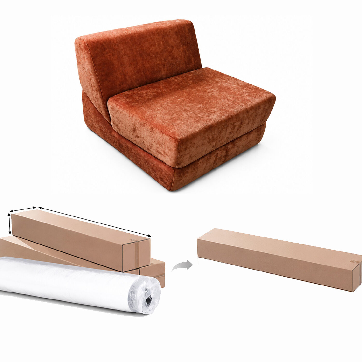 Sofa Retractil 3 En 1 Tevere Terracota Individual 80x89x70 image number 2.0