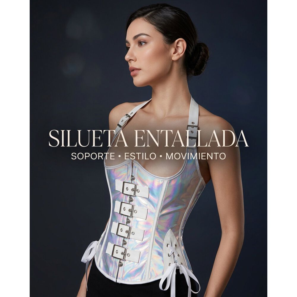 Corset Hologr&aacute;fico K Pop Para Danza Y Fiesta Mujer image number 2.0
