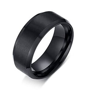 Anillo Titanio Moda 2023 Acero Quirurgico Acero Inoxidable Chile Hombre Caballero Dama Cuadrado Dorado Negro Y Plata/talla 9
