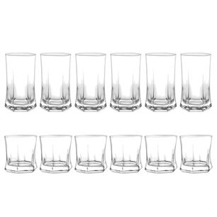 Set De 12 Vasos Altos Y Cortos Vivaldi Cristar
