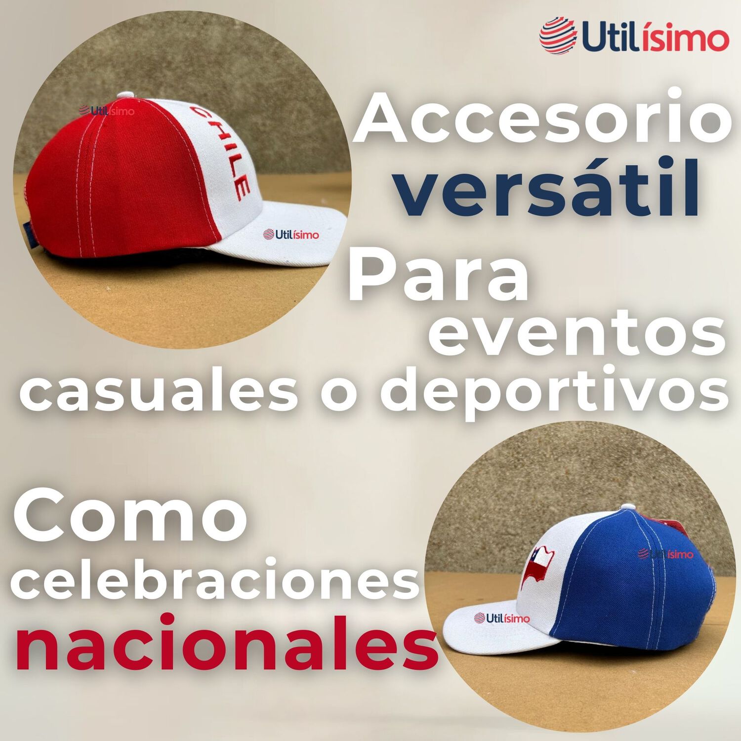Gorro Jockey Talla &Uacute;nica Alta Calidad Poli&eacute;ster Estampado Chileno image number 6.0