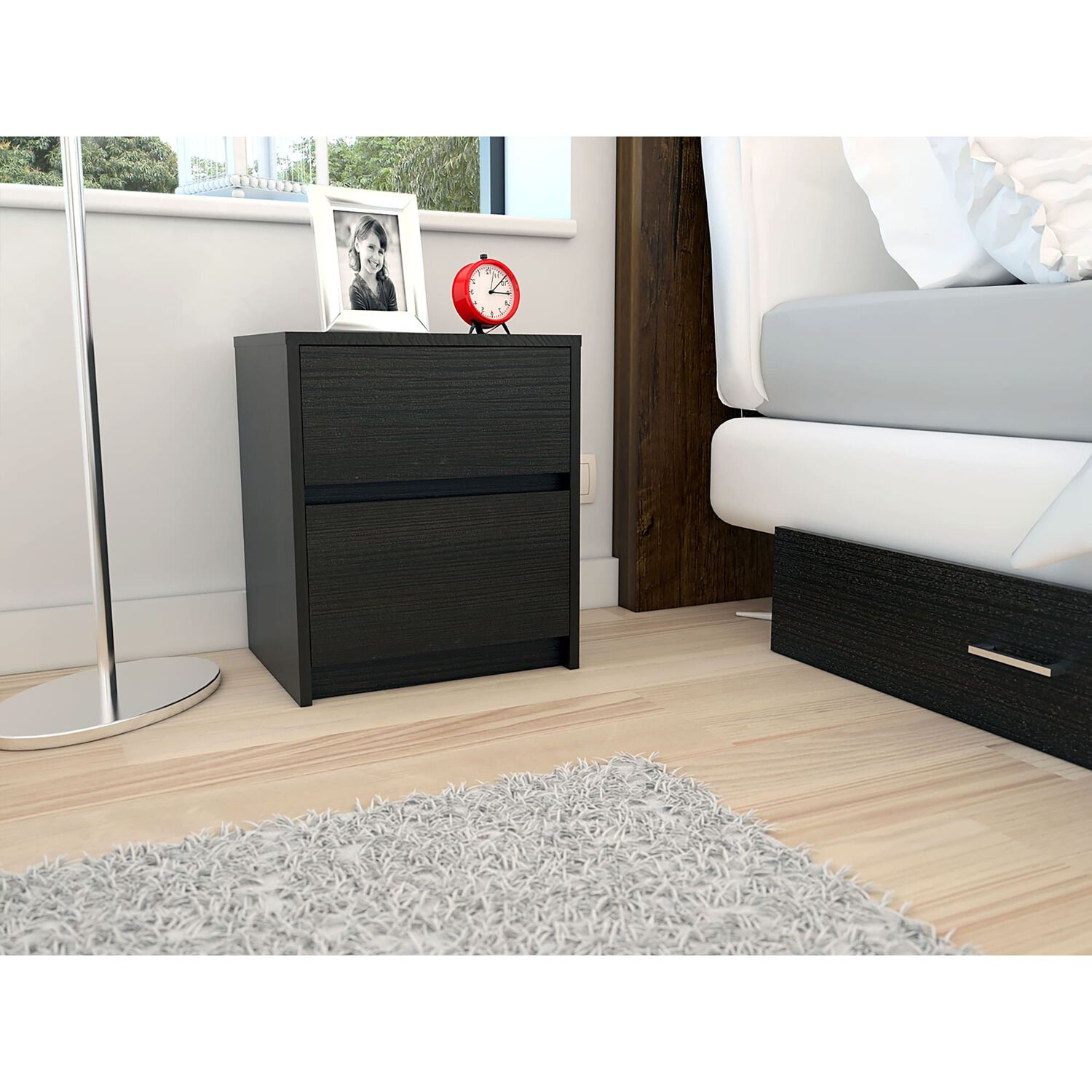 Velador 2 Cajones Fm-024n - Negro image number 0.0
