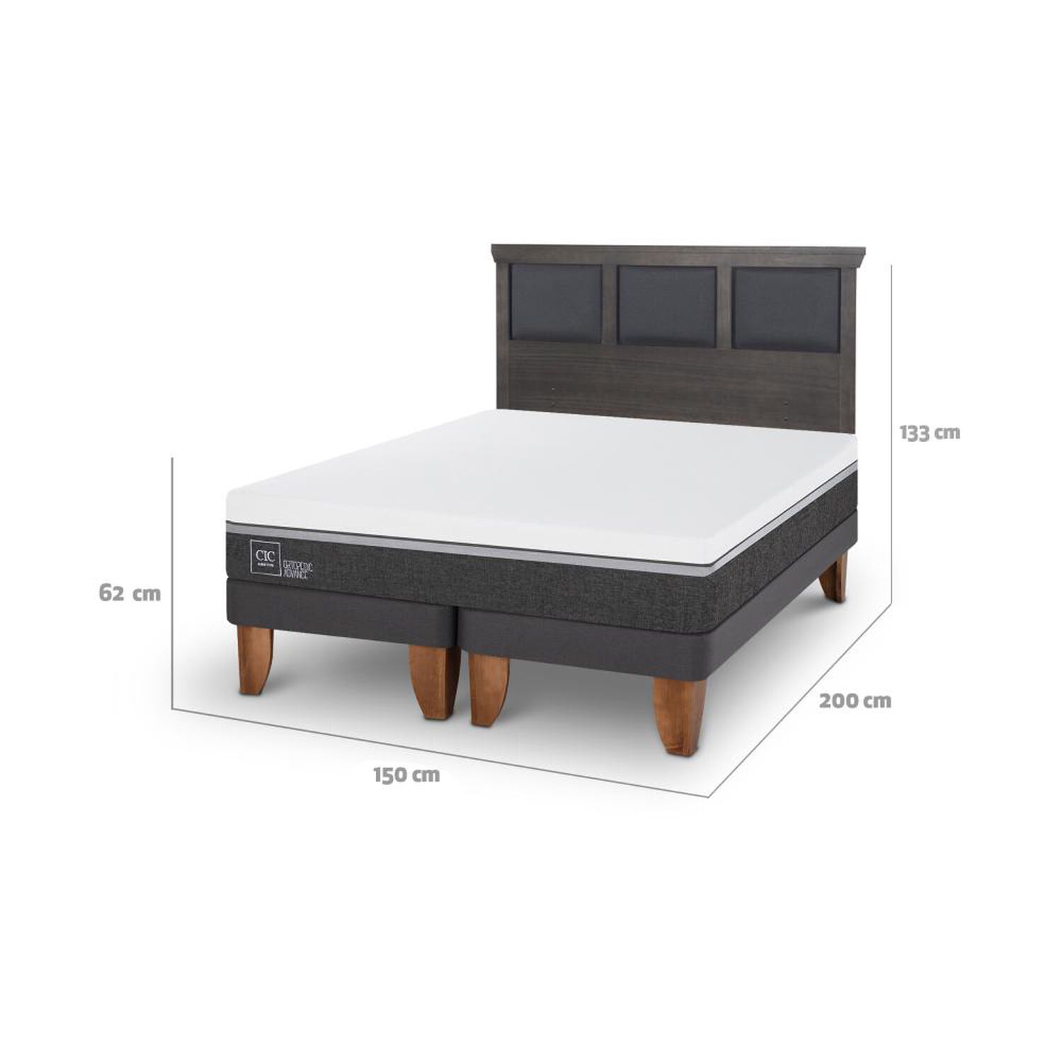Cama Europea Cic Ortopedic Advance / 2 Plazas / Base Dividida + Respaldo image number 5.0