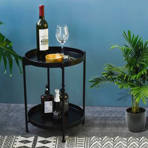 Mesa Lateral Auxiliar 2 Niveles Negro