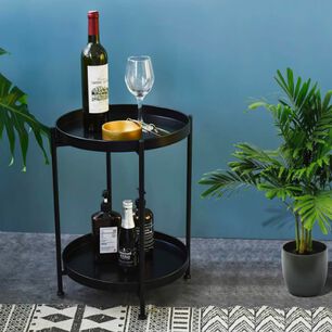 Mesa Lateral Auxiliar 2 Niveles Negro