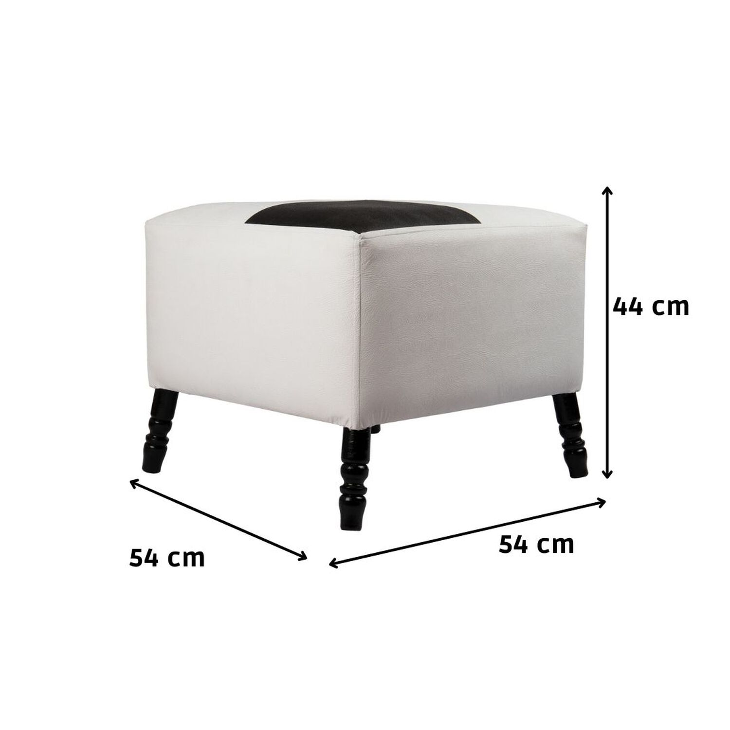 Pouf Alejandro Blanco Negro Eco Cuero 54x54x44 Cm M&aacute;xima Design image number 0.0