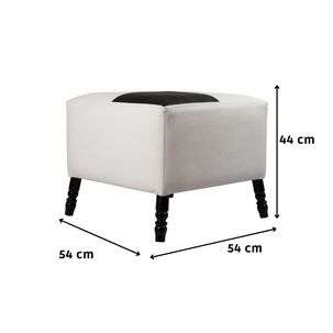 Pouf Alejandro Blanco Negro Eco Cuero 54x54x44 Cm Máxima Design