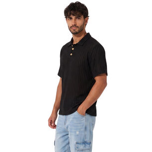 Polera Polo Hombre Tejido Texturizado Manga Corta Lisboa