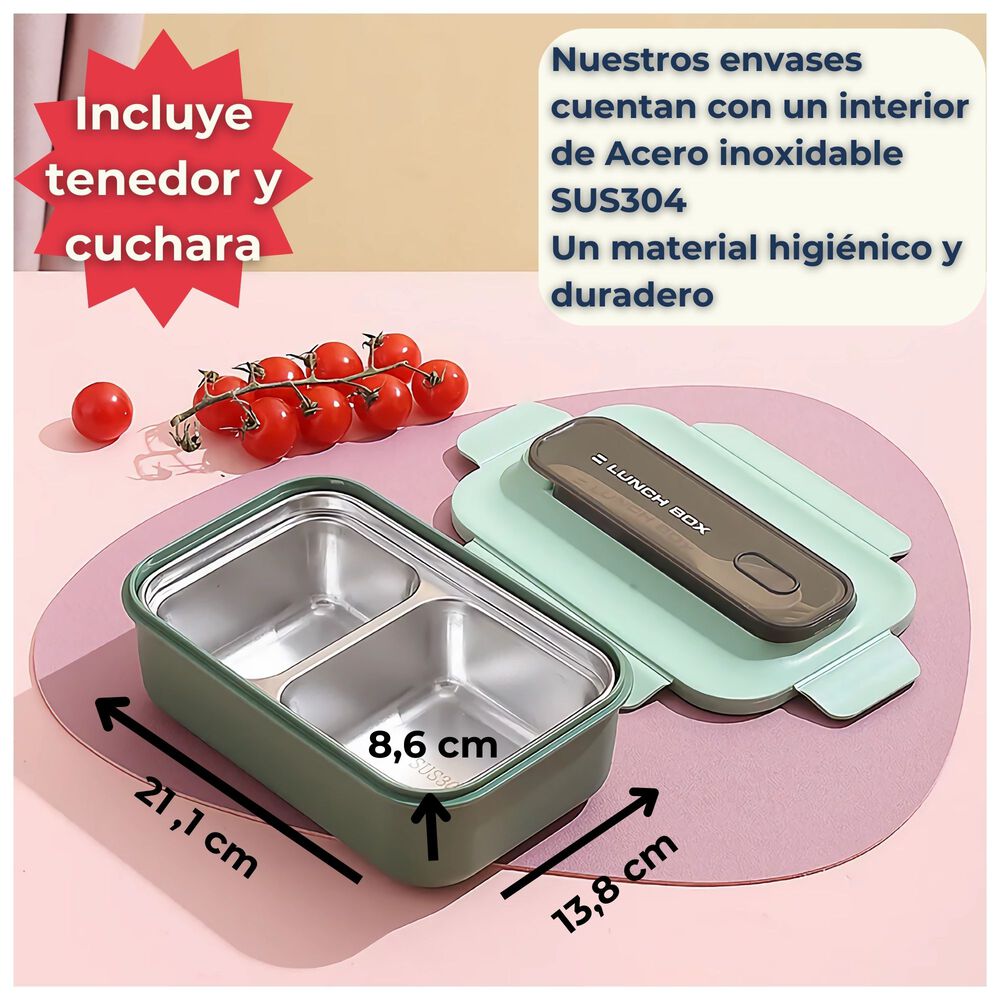 Fiambrera Contenedor Térmico 2 Divisiones Táper Acero Inox Green image number 1.0