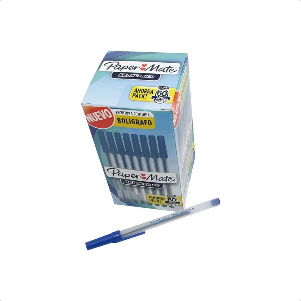 Caja 60 Bol&iacute;grafos Papermate Econ&oacute;mico Kilom&eacute;trico Azul image number 3.0