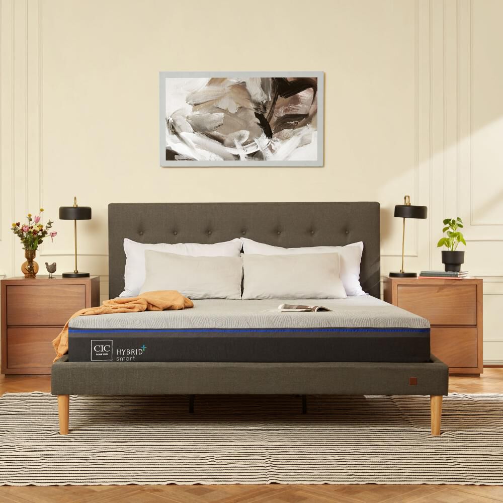 Cama Europea Cic Hybrid Plus / 2 Plazas / Base Dividida + Set De Maderas image number 6.0