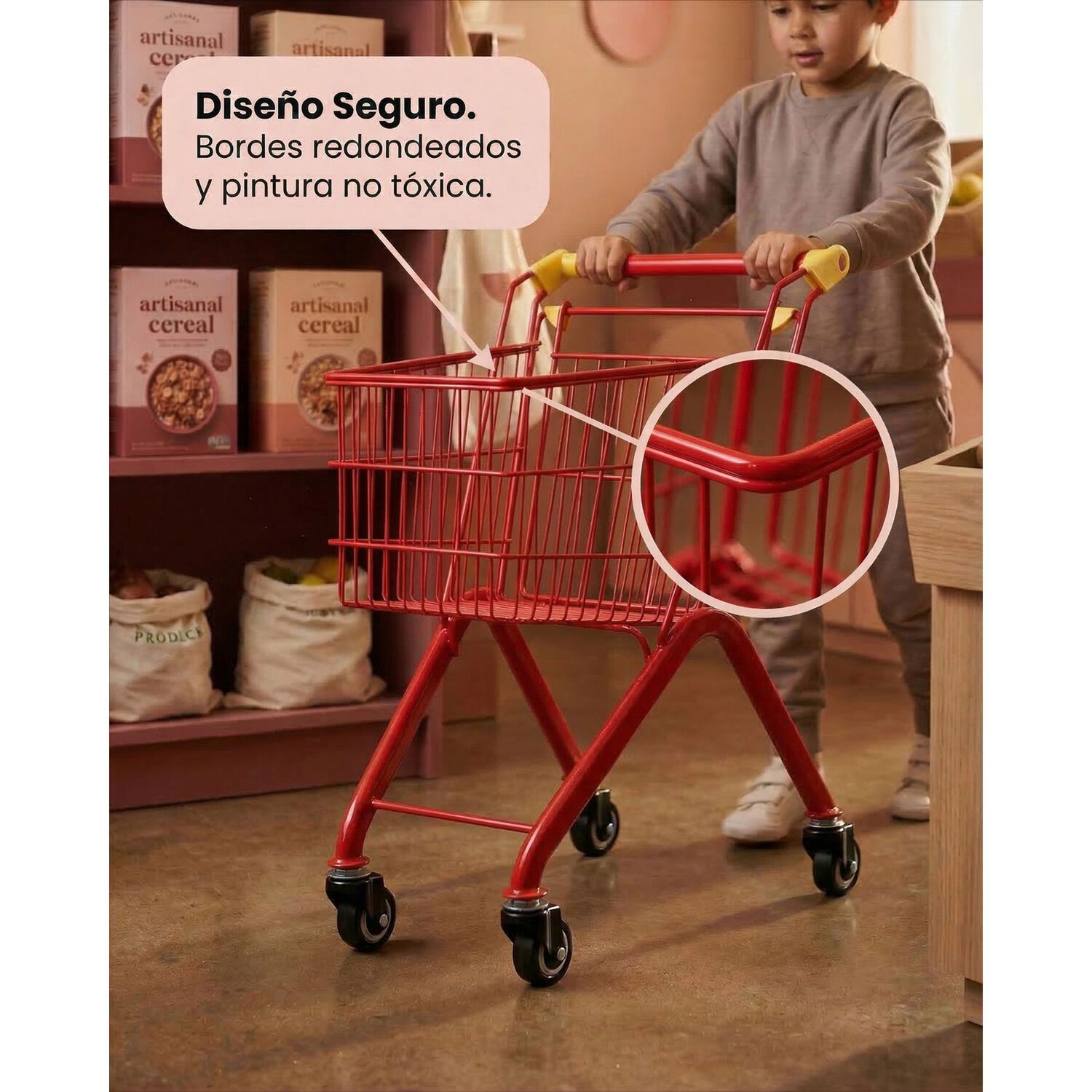 Carro De Supermercado Infantil De Metal Juguete image number 14.0