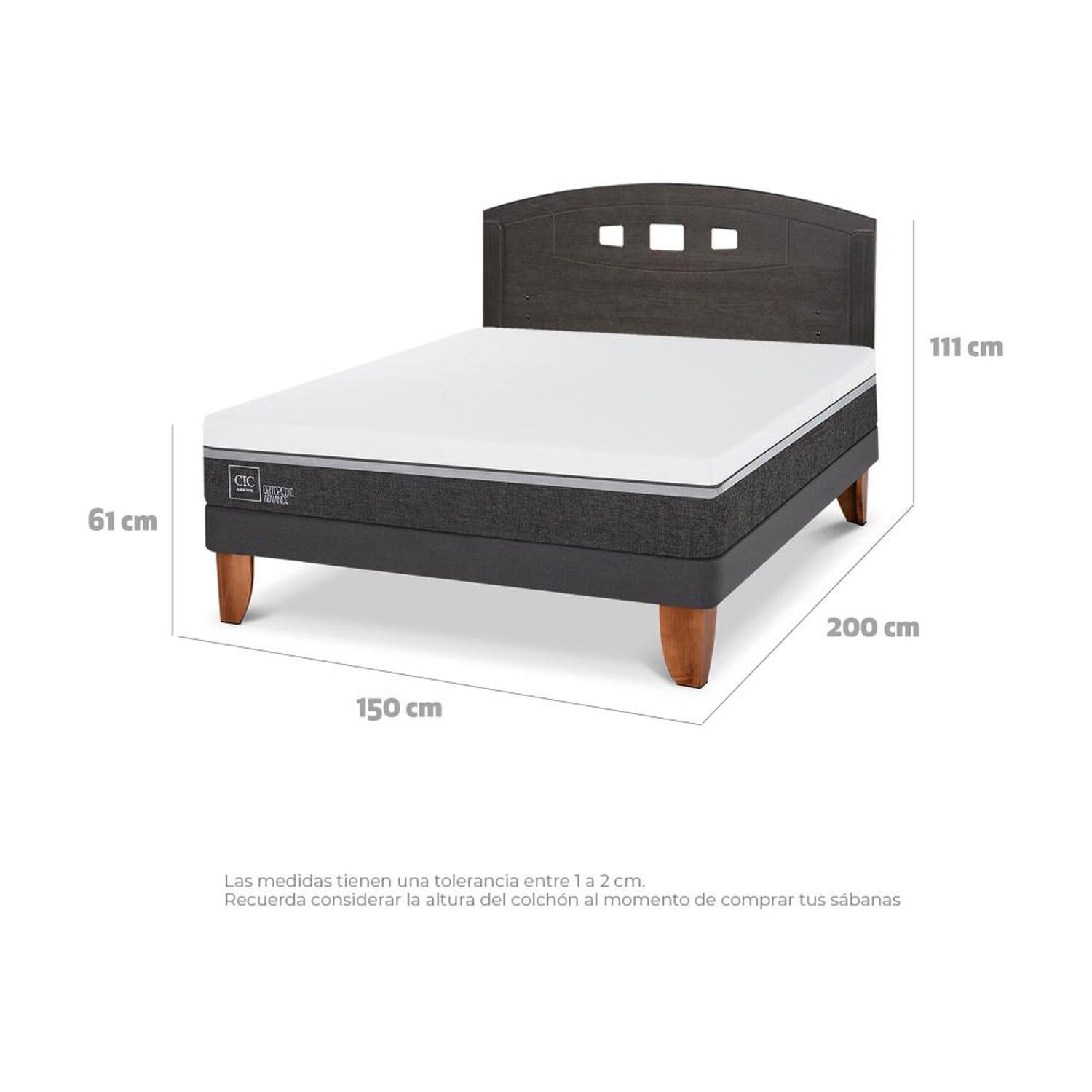 Cama Europea Cic Ortopedic Advance / 2 Plazas / Base Normal + Respaldo image number 3.0