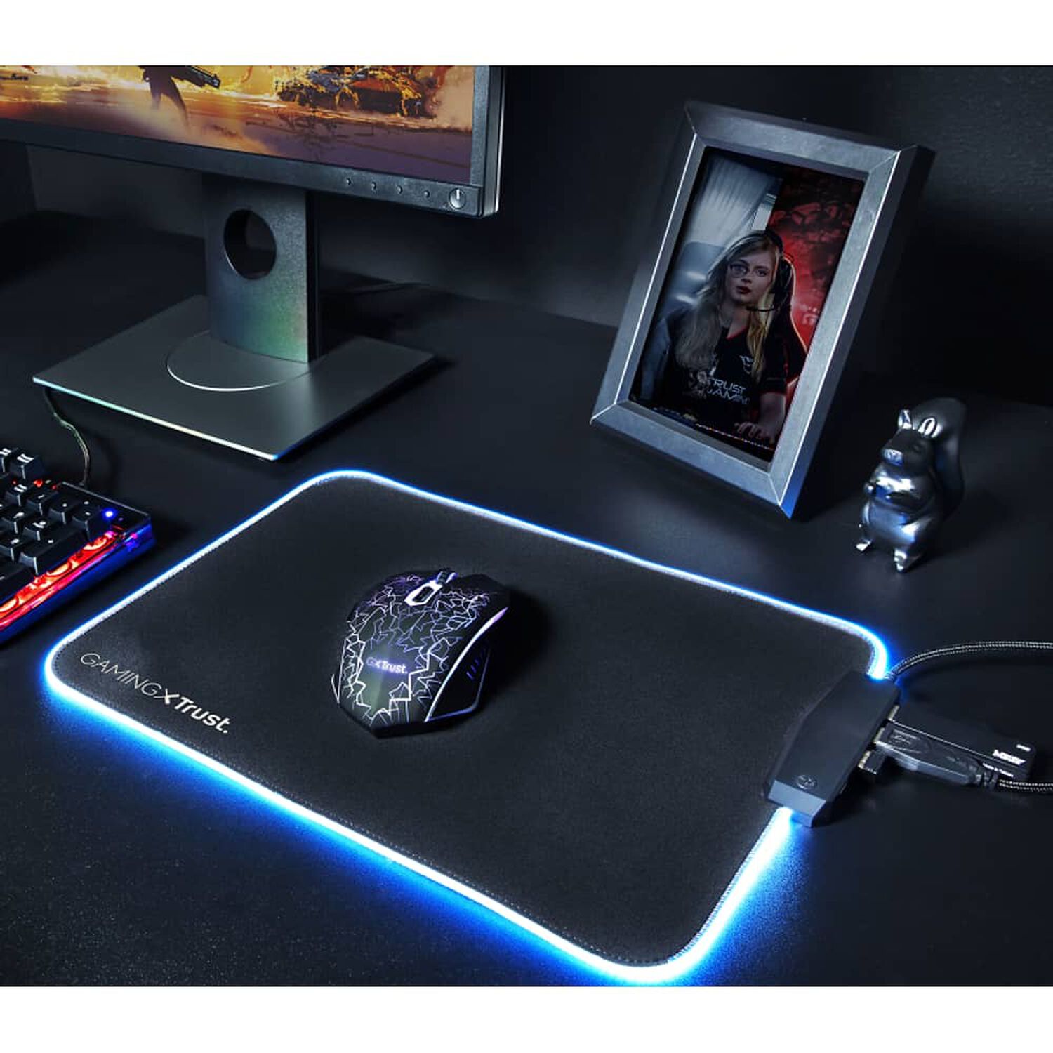 Mouse Pad Gamer Trust Glide L Rgb Con Hub Usb 4 Puertos image number 8.0
