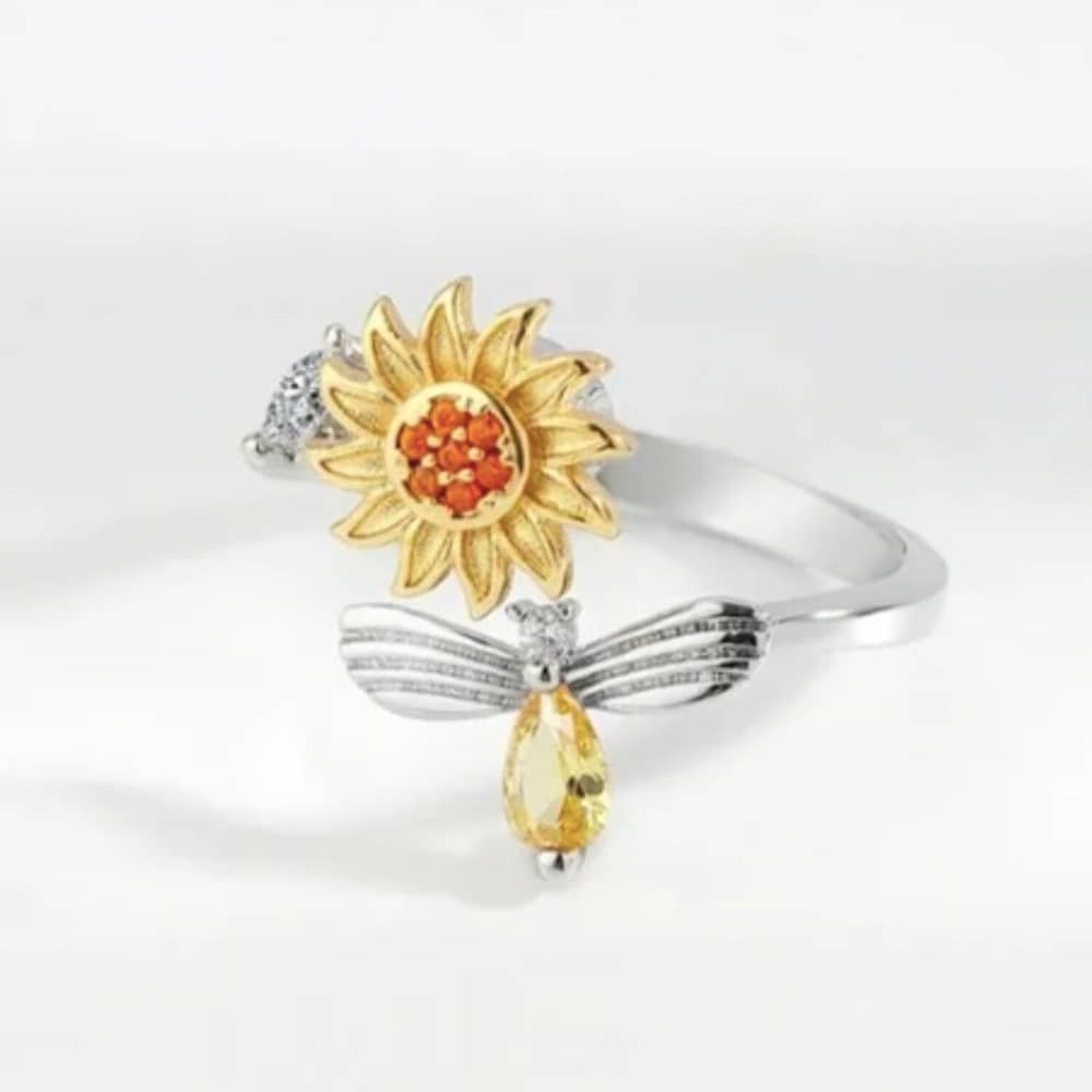 Anillo Flor Girasol Giratorio image number 1.0