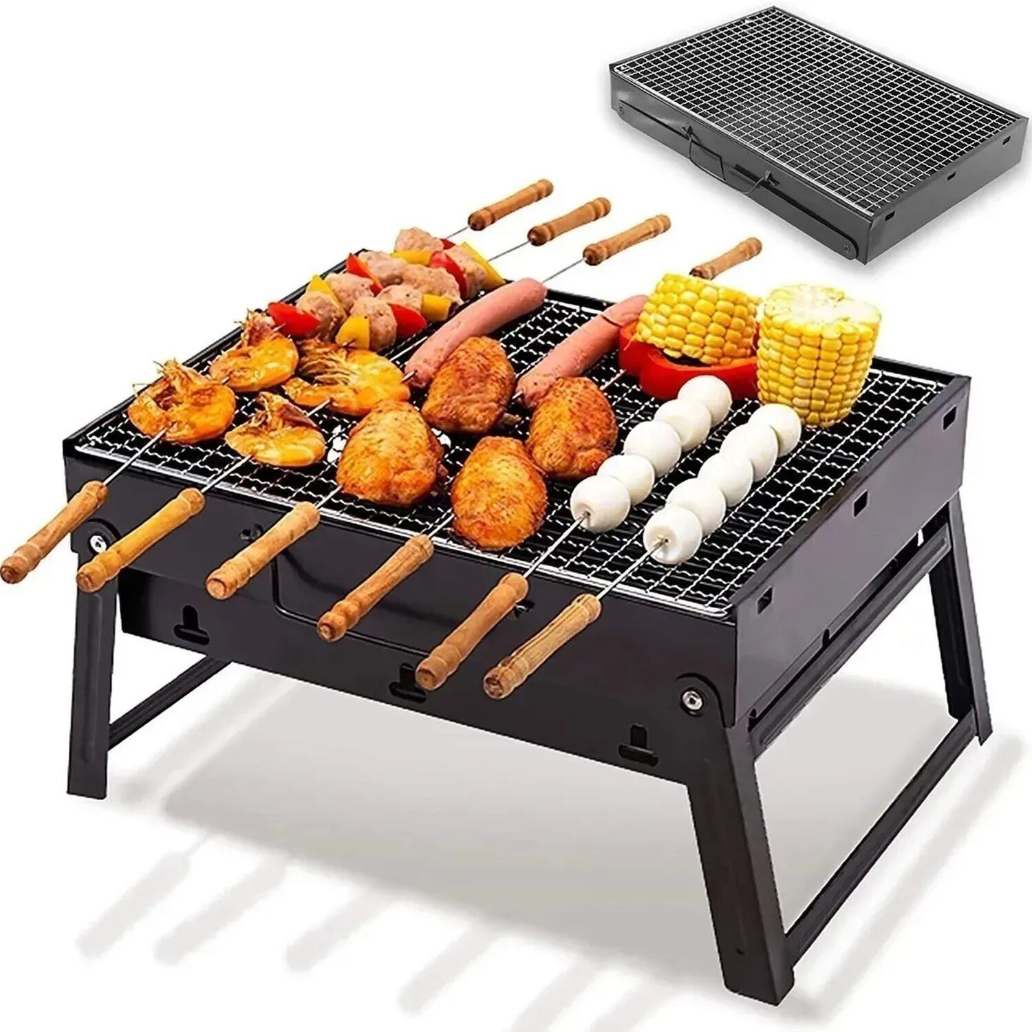 .mini Parrilla De Carb&oacute;n Port&aacute;til Plegable Acero Inoxidable image number 0.0