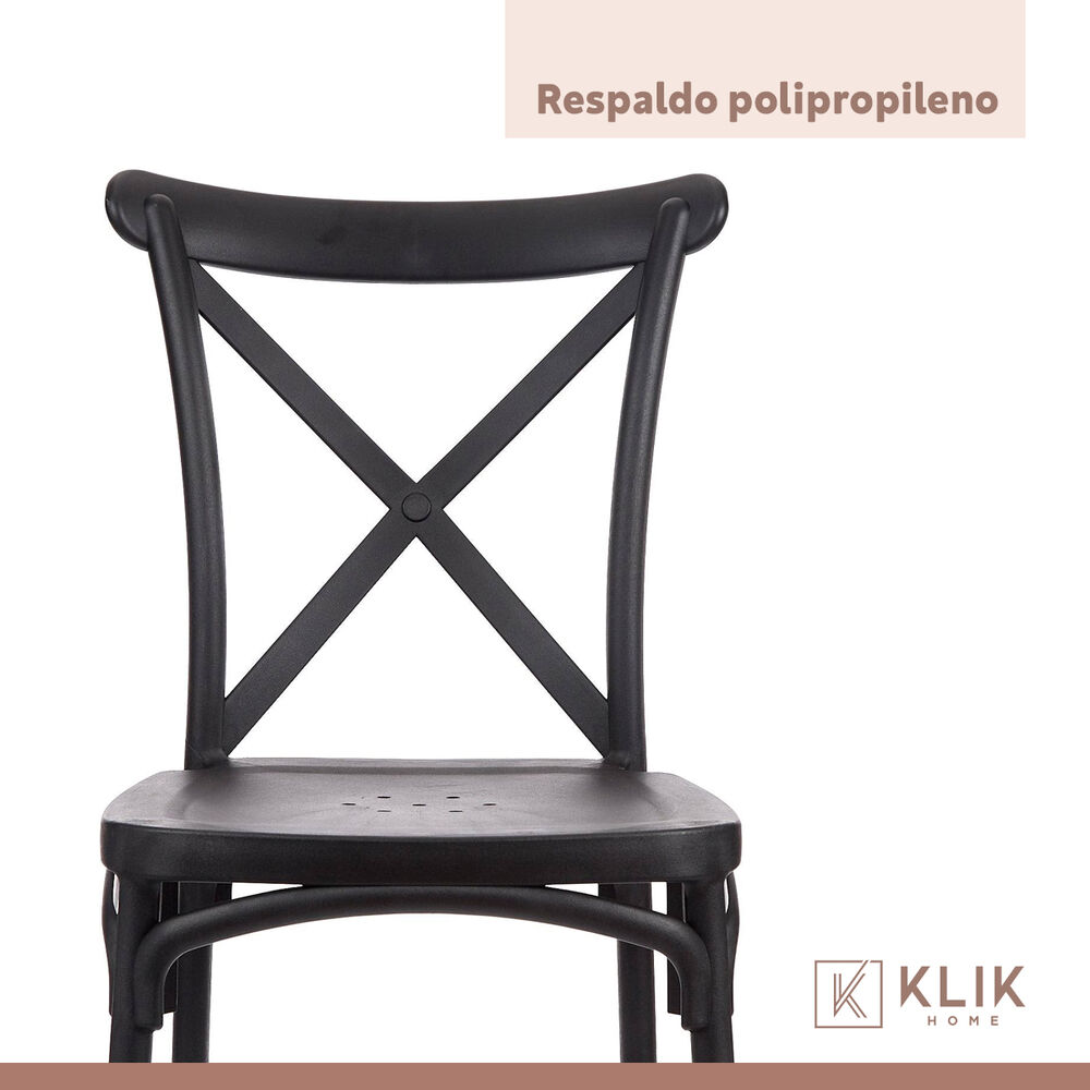 Comedor Mesa Eames Vidrio 80cm + 4 Sillas Crossback Negras image number 6.0