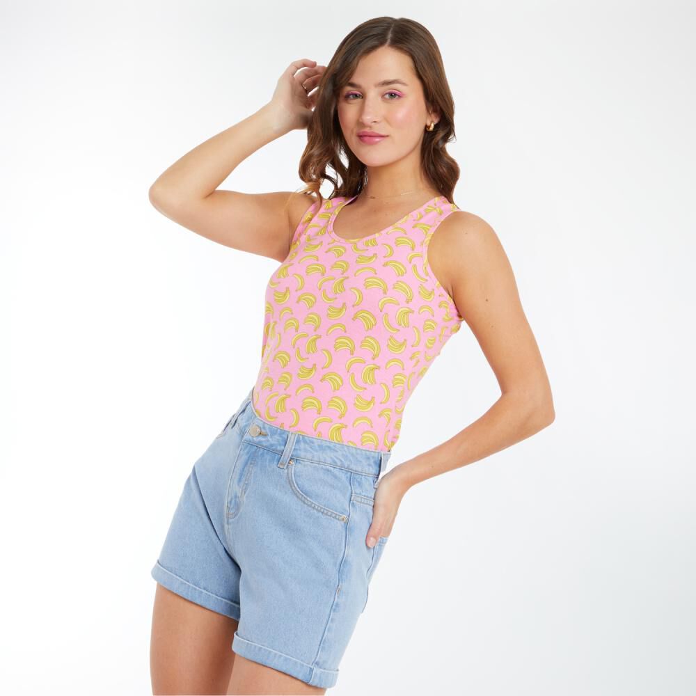 Polera Microprint Sin Mangas Cuello Redondo Mujer Freedom image number 2.0