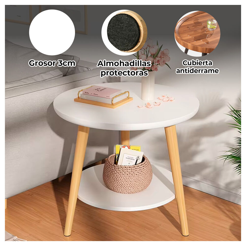 Mesa De Centro Blanca Con Doble Nivel Organizaci&oacute;n Y Estilo Para Tu Hogar image number 1.0